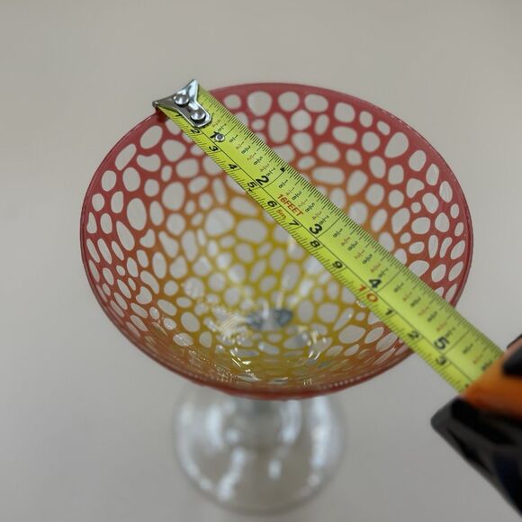 Retro Vintage Glass Ombré Martini Glass W/ Double Twist Stem 6.75”H - Picture 7 of 8
